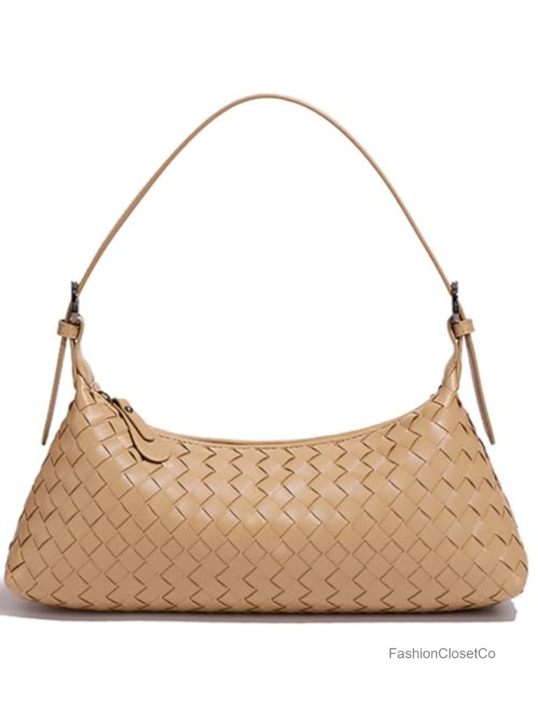 Woven Faux Leather Hobo Crossbody Tote Purse Shoulder Bag